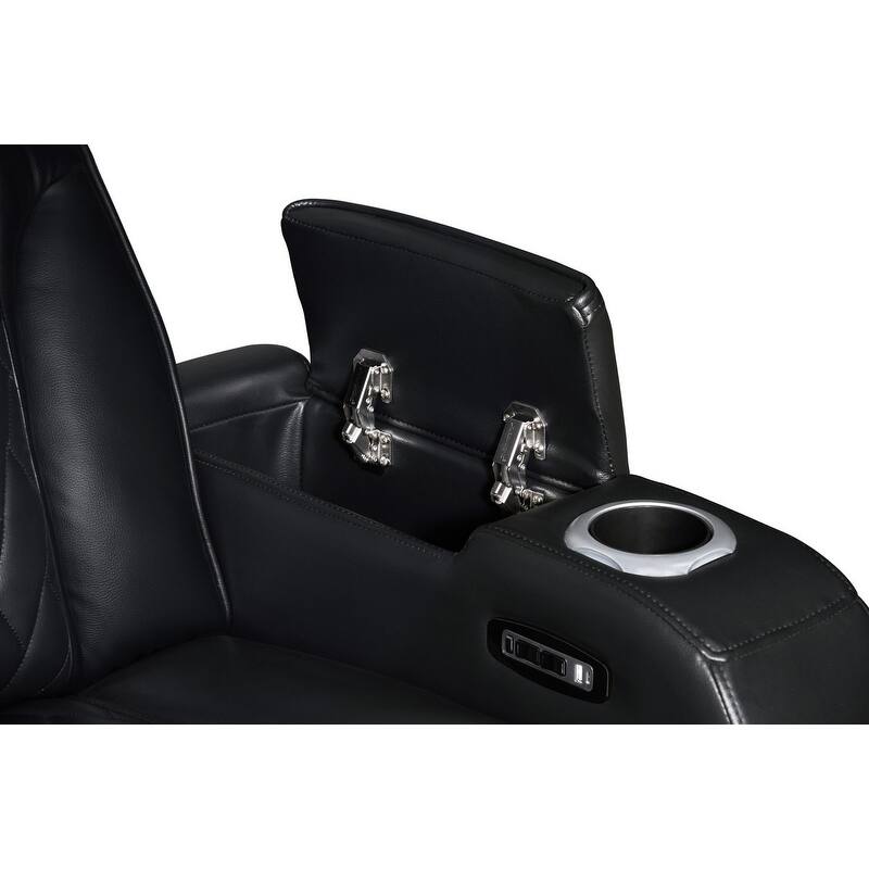 Jazz 74"W Leather Aire Power Reclining Loveseat w/Power Headrest, Bluetooth Speakers, LED, USB Ports, Storage & Cupholders