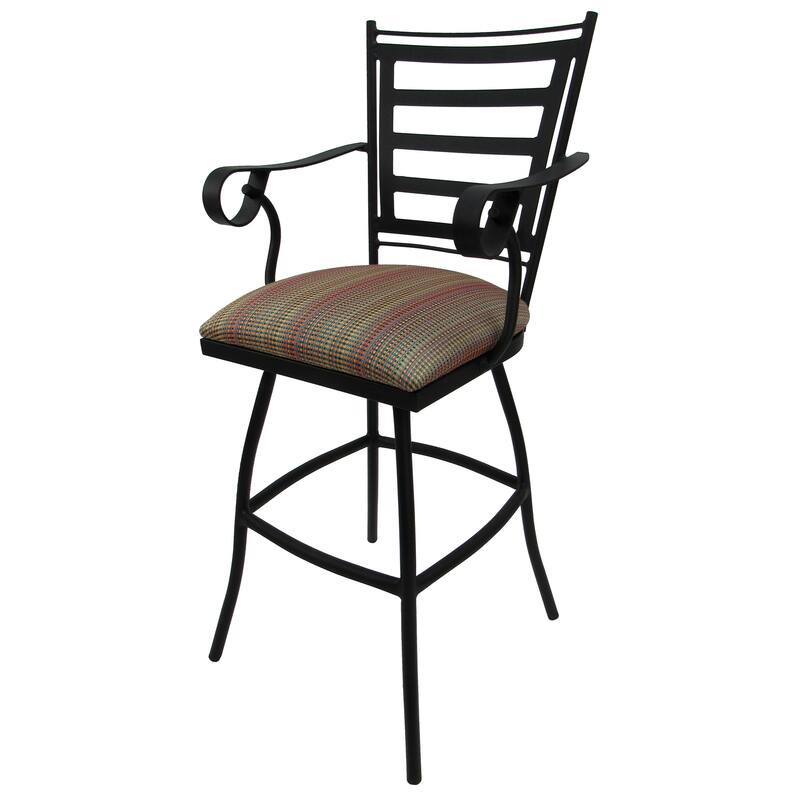 Outdoor Patio Bar Pub Set - 30" Jenna Stools - Black Frame - 36" Table