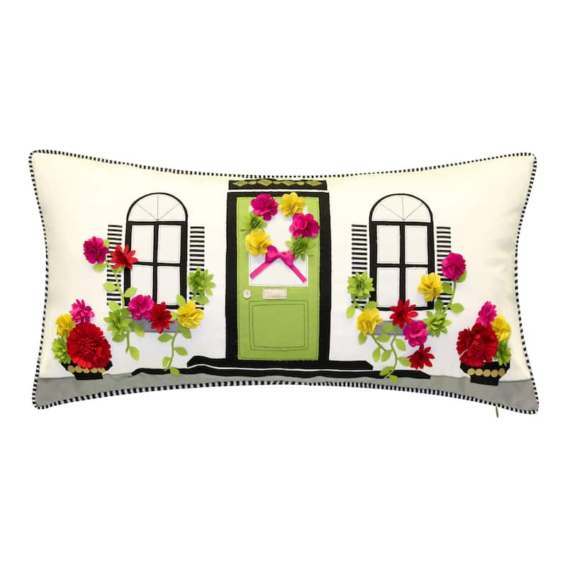 Edie At Home Dimensional Flowers Home Indoor/Outdoor Decorative Throw Pillow