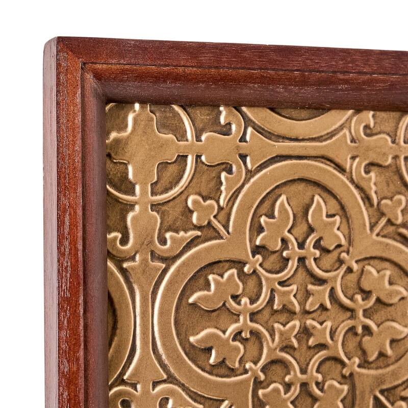 American Art Decor Embossed and Framed Gold Tile Bar Wall Decor - 24" H x 24" L x 1" D