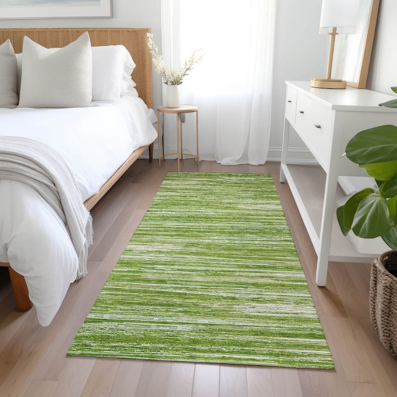 Machine Washable Indoor/ Outdoor Chantille Abstract Stripe Rug