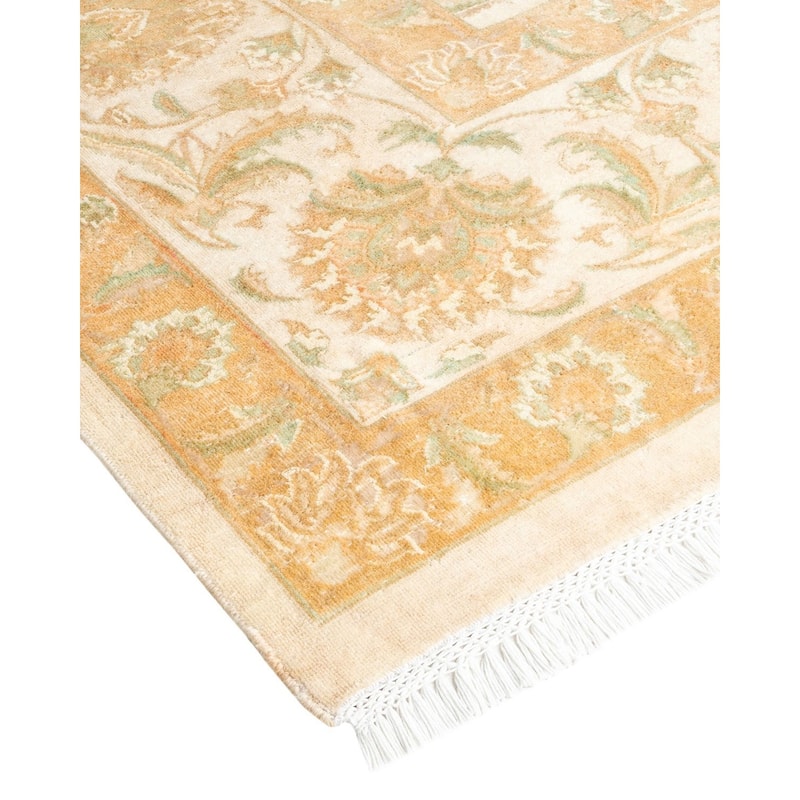 Overton Hand Knotted Wool Vintage Inspired Traditional Mogul Ivory Area Rug - 9' 3" x 12' 10"