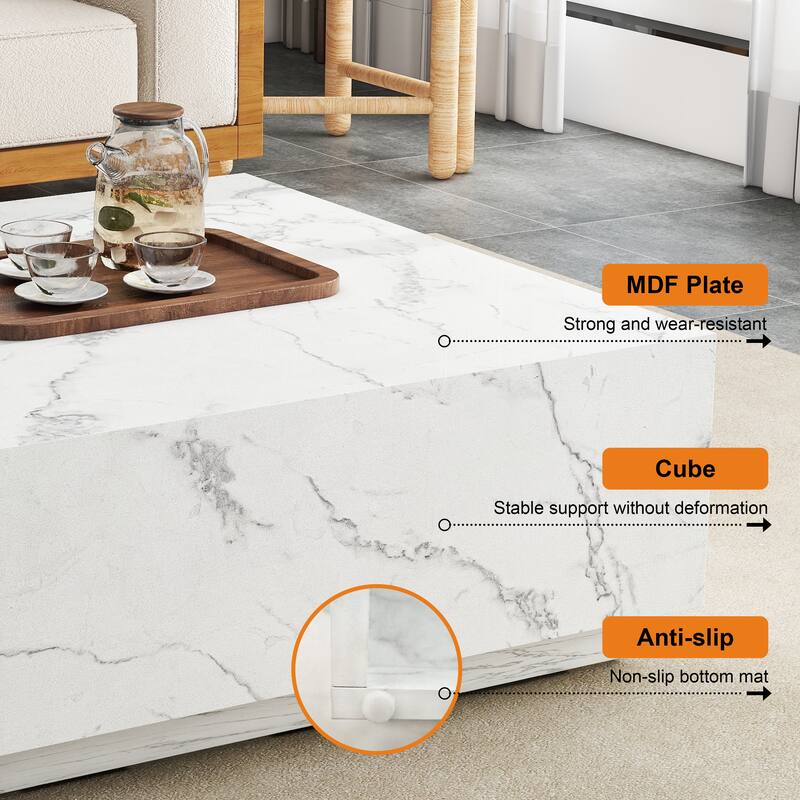 Faux Marble Square Coffee Table