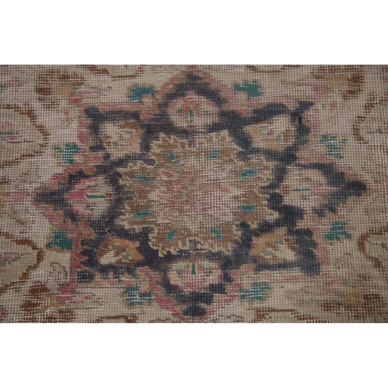 Distressed Tabriz Persian Antique Area Rug Handmade Wool Carpet - 9'9" x 12'8"