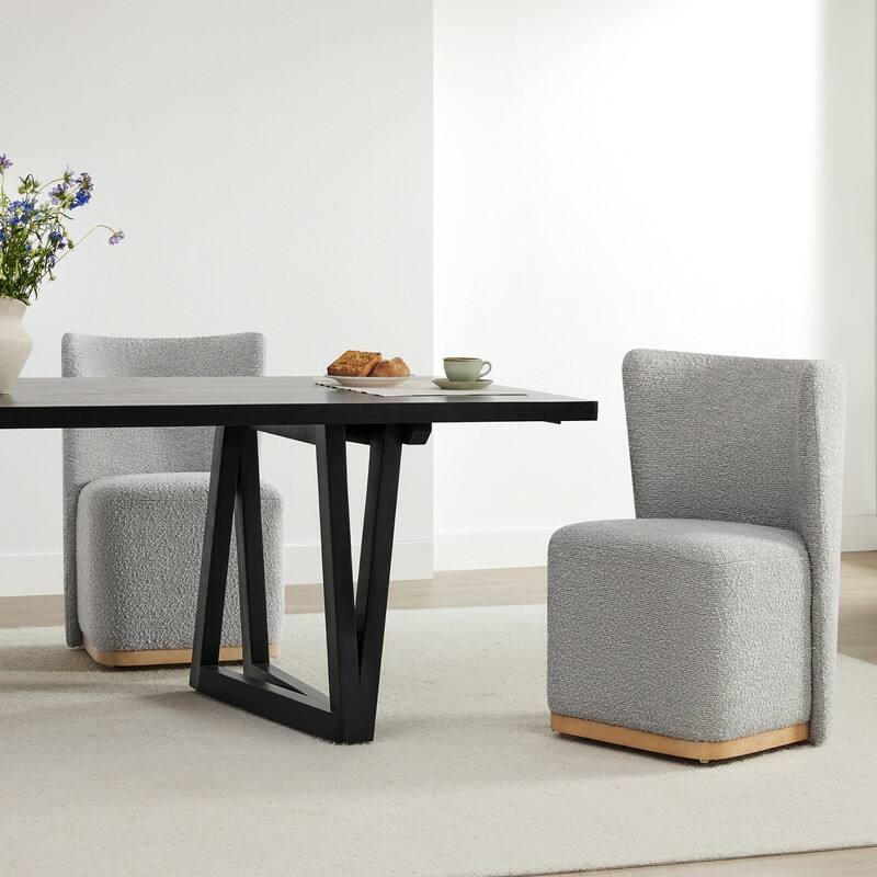 Spruce & Spring Kevin Modern Wingback Dining Chairs with Casters&Wood Base Set of 2 - Set of 2