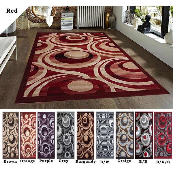 2x8 5x7 3 8x10 Rug Carpet Area Modern Contemporary Red Brown Orange Purple Grey Burgundy Black White Greige