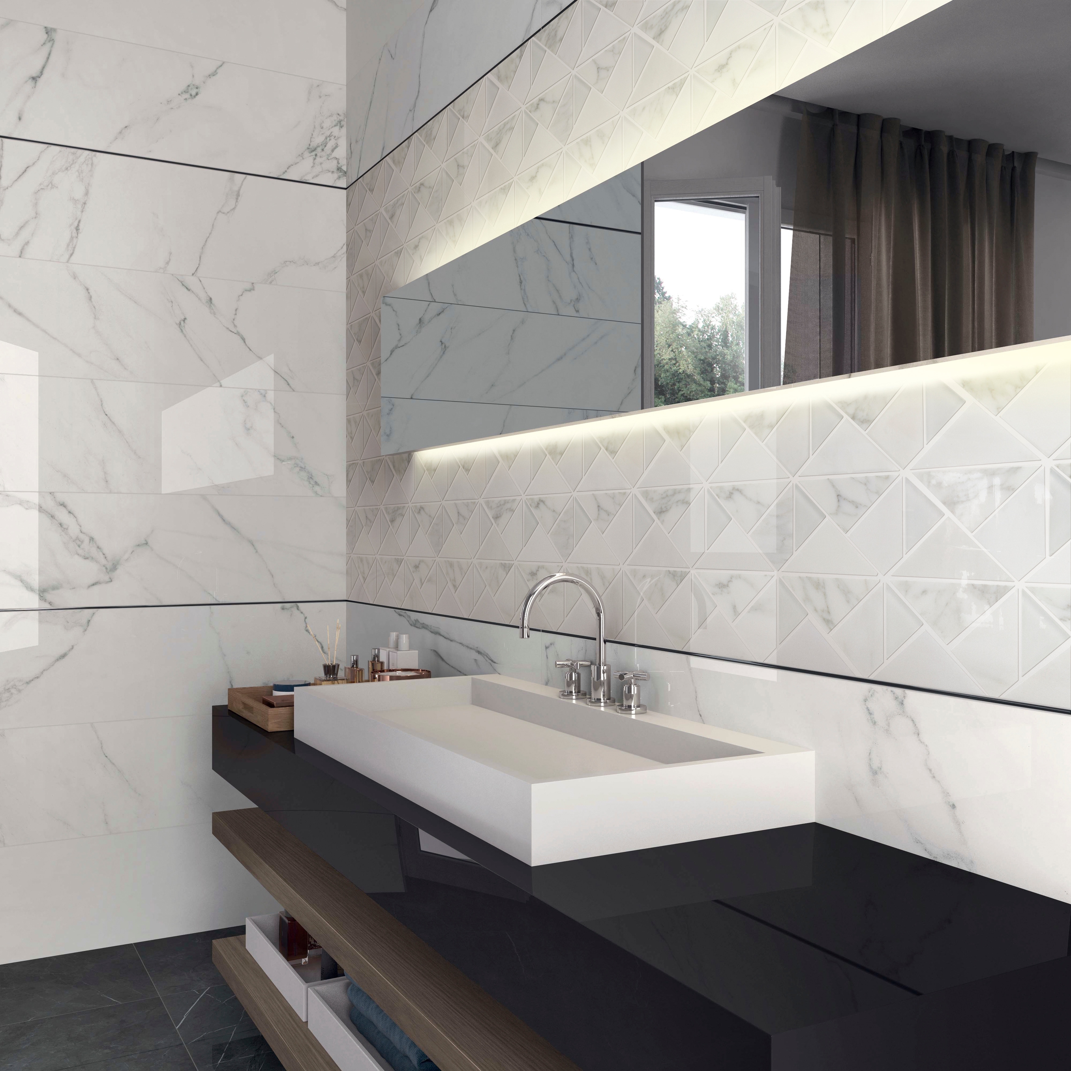 Tilegen Geometric Triangle Random Sized Marble Mosaic Tile Marble Mosaic Tile