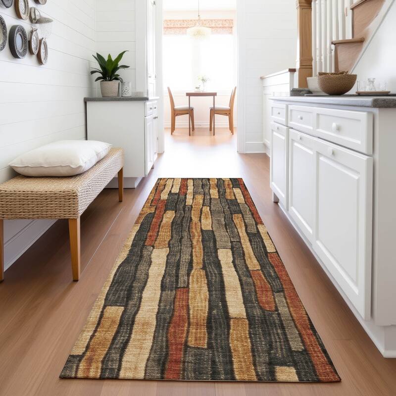 Premium Washable Super Soft Modern Stripes Mayfield Rug - Coffee - 2'3" x 7'6"