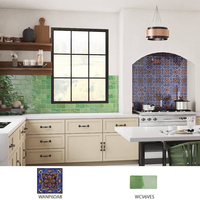 Merola Tile Provincial Deco Prado 6" x 6" Porcelain Wall Tile - (1 Tile)