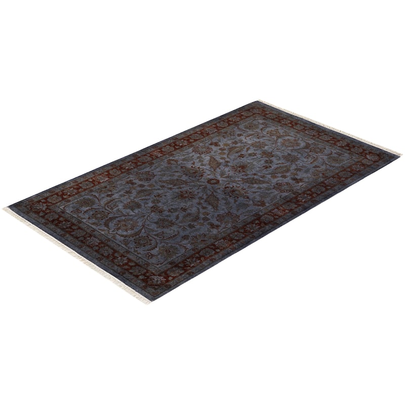 Overton Hand Knotted Wool Vintage Inspired Modern Contemporary Overdyed Gray Area Rug - 3' 1" x 5' 3"