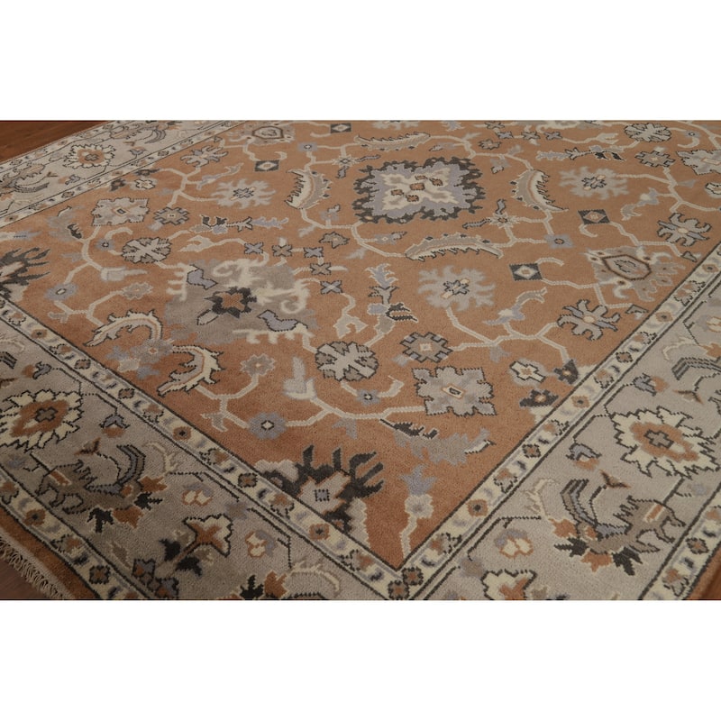 Transitional Oushak Indian Area Rug Handmade Wool Carpet - 8'2"x 9'10"