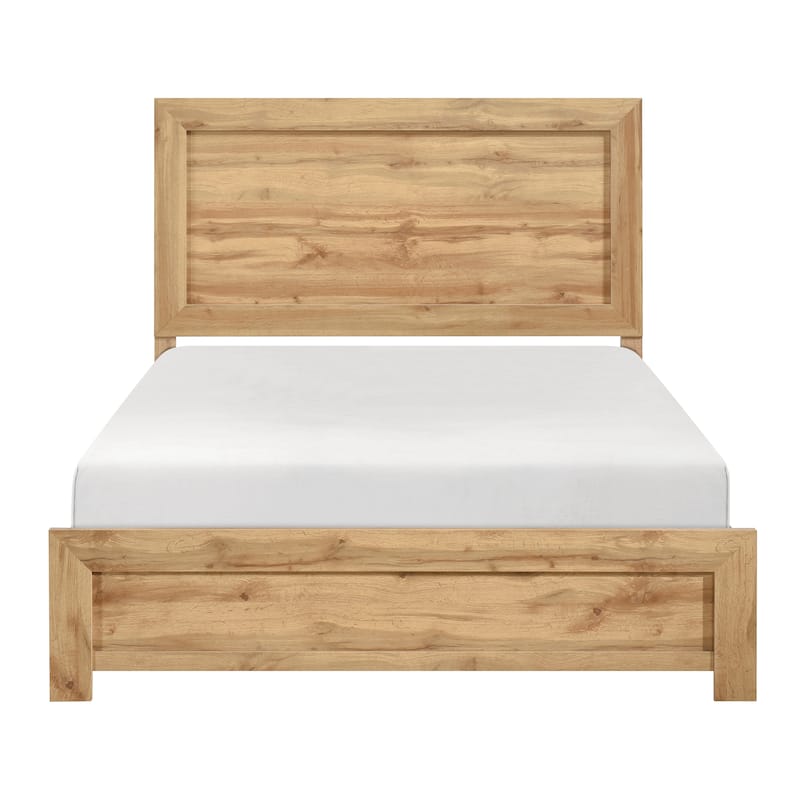Queen Bed Frame with Headboard, Footboard, and Rails, Natural Finish, Easy Assembly, Ships in One Box