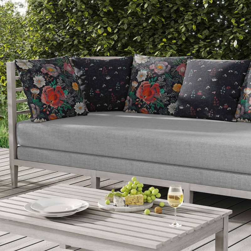 Starlight Florals Indoor/Outdoor Reversible Throw Pillow Gray and Orange