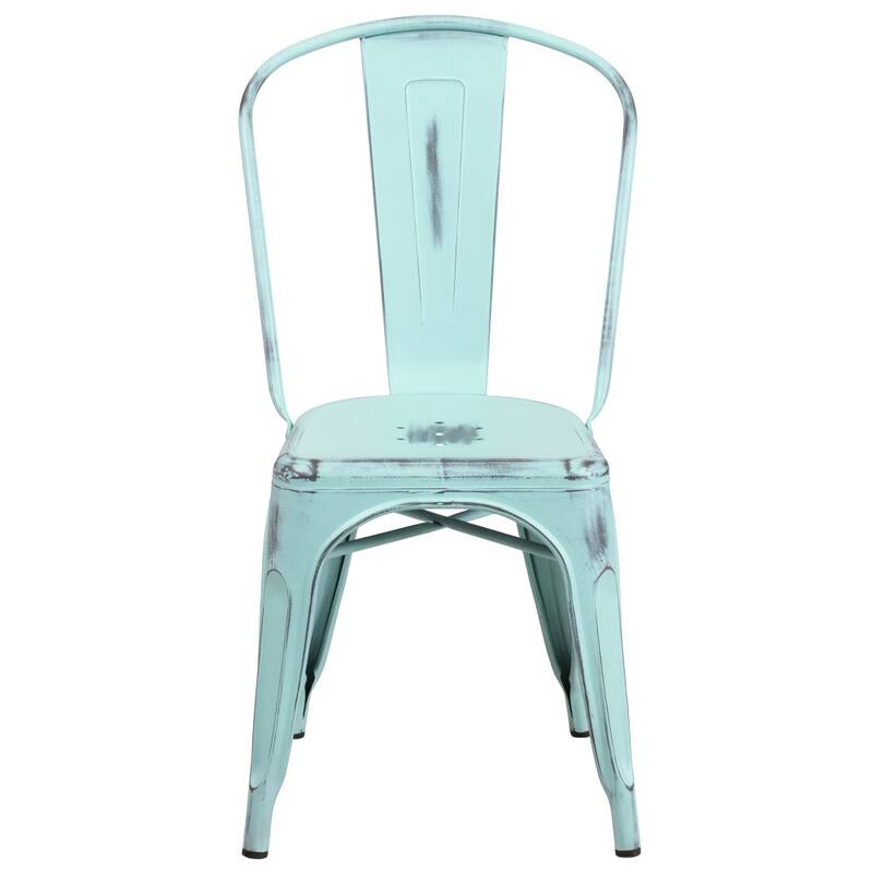 Distressed Metal Indoor/ Outdoor Stackable Chair