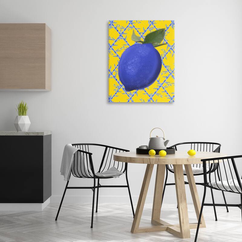 Stupell Blue Lemon over Yellow Canvas Wall Art Design By Matthew Piotrowicz