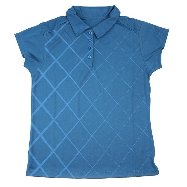 PGA TOUR Women's Polo Shirt - Blue Checkered - Small