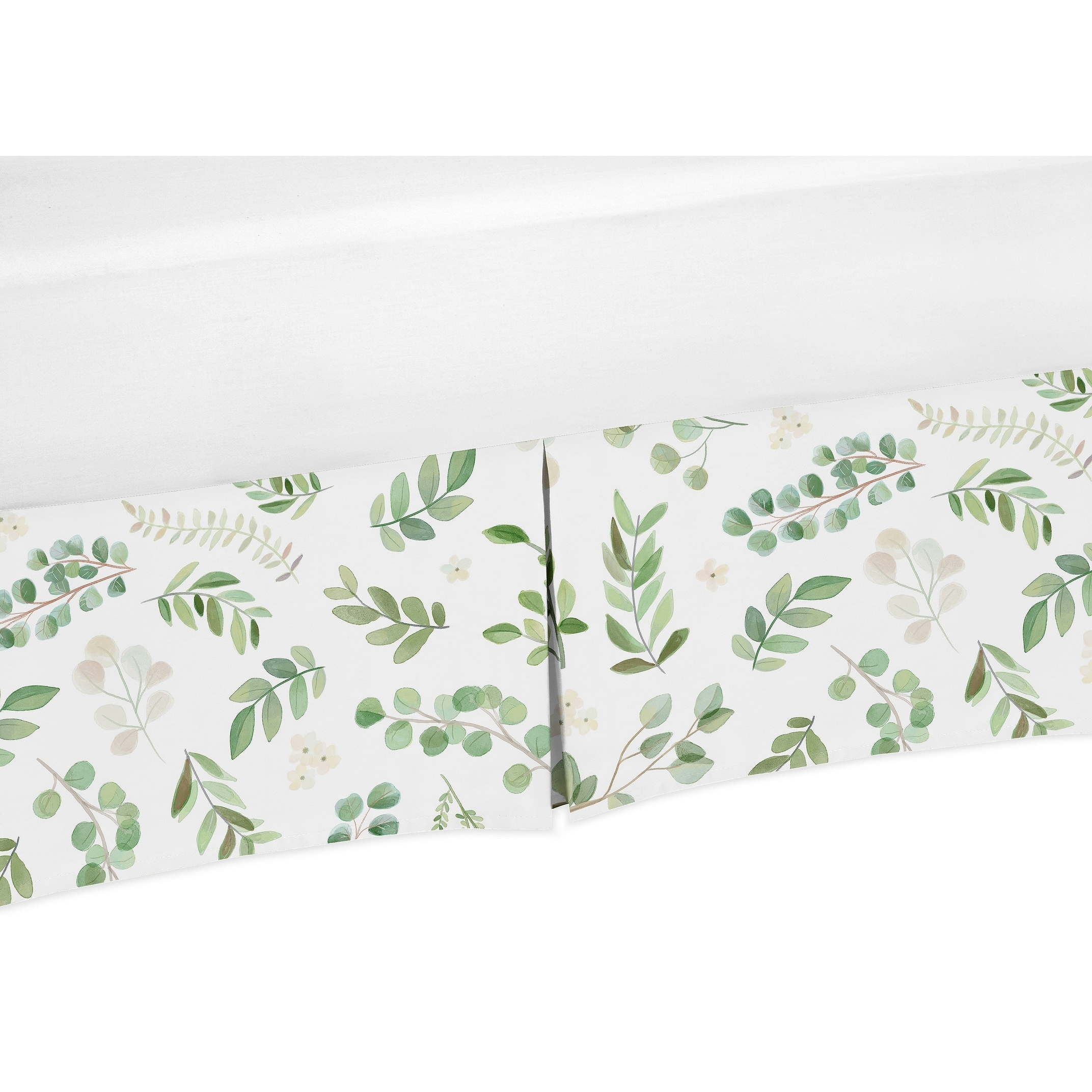 Floral Leaf Collection Girl Crib Bed Skirt Green and White Boho  Watercolor Botanical Woodland Tropical Garden Bed Bath  Beyond 32007633
