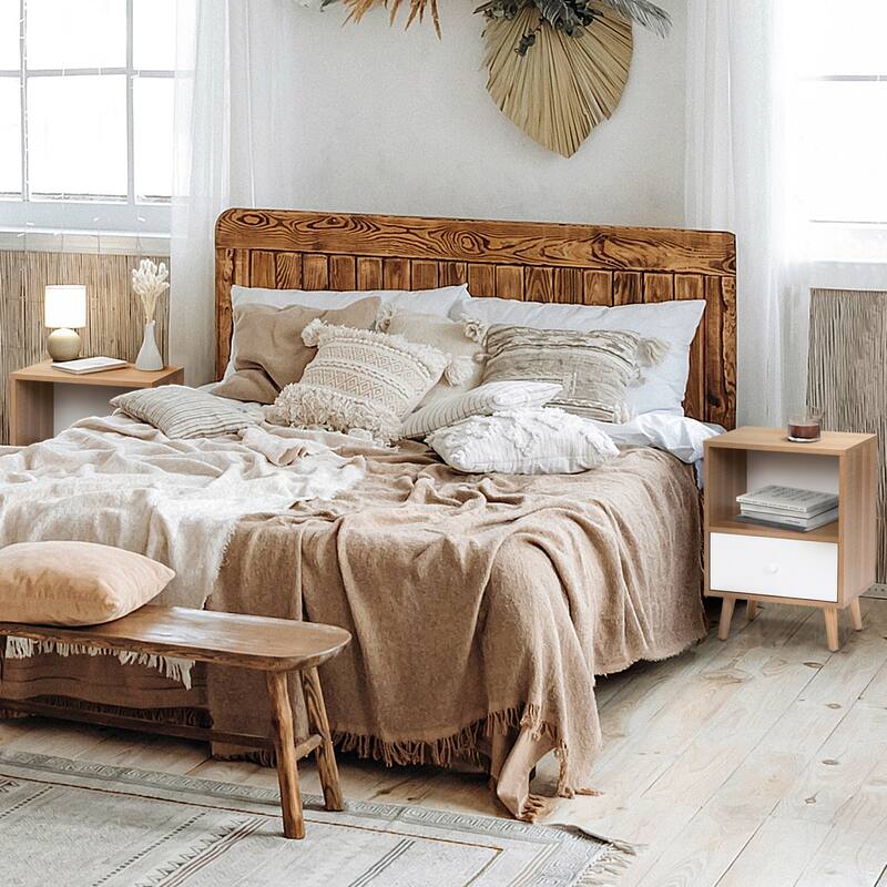 Modern Nightstand with Drawer and Shelf, Mid-Century Design, Durable and Stylish for Bedroom or Living Room