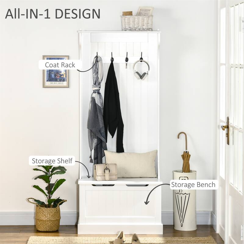 Hall Tree with Coat Rack and Sitting Bench