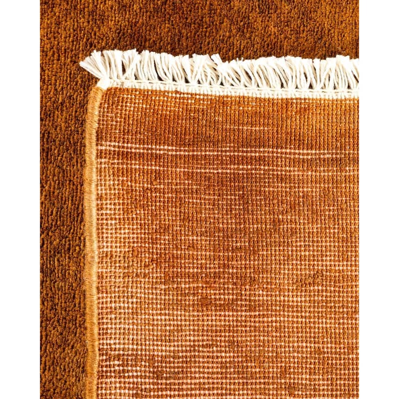 Overton Hand Knotted Wool Vintage Inspired Modern Contemporary Overdyed Yellow Area Rug - 8' 10" x 11' 10"