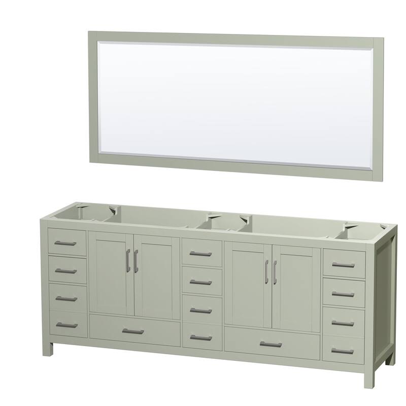 Wyndham Collection WCS141484DSXXM70 Sheffield 84" Double Free Standing - Light Green / Brushed Nickel Hardware - Painted