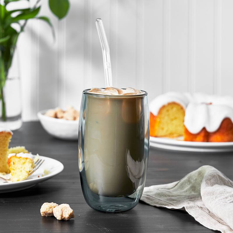 ZWILLING Sorrento 8-pc Double-Wall Latte Glass & Straw Set - Clear