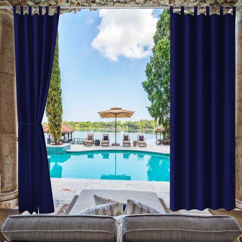 Pro Space Waterproof Indoor/Outdoor Tab Top Curtain Panel - Navy - 50" W X 96" L