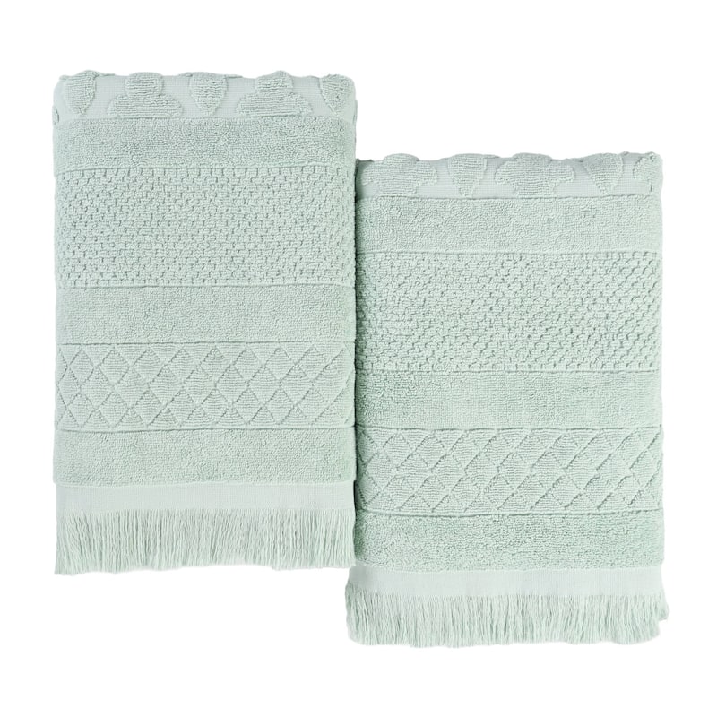 Superior Rolla Cotton Geometric Jacquard Plush Soft Bath Sheet Set of 2