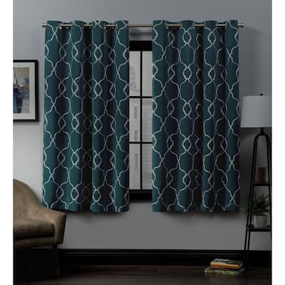 Exclusive Home Belmont Embroidered Room Darkening Blackout Grommet Top Curtain Panel Pair