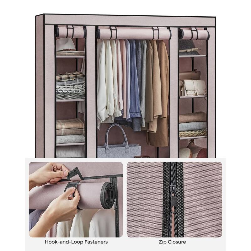 59" Freestanding Clothes Storage Wardrobe with Shelves and Rod Non-Woven Fabric Closet Organizer - 59" x 17.7" x 69"