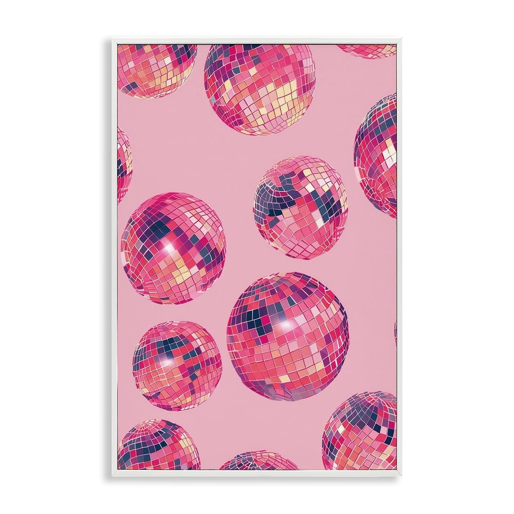 Stupell Vivid Pink Disco Pattern Framed Giclee Art Design By LSR Design Studio