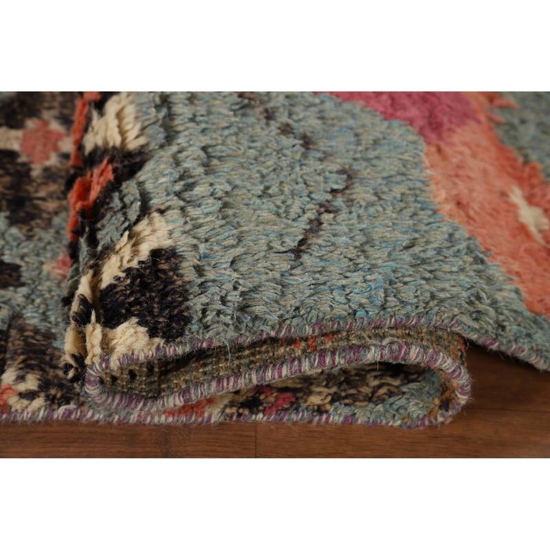 Geometric Moroccan Oriental Area Rug Hand-Knotted Wool Carpet - 7'11" x 10'7"