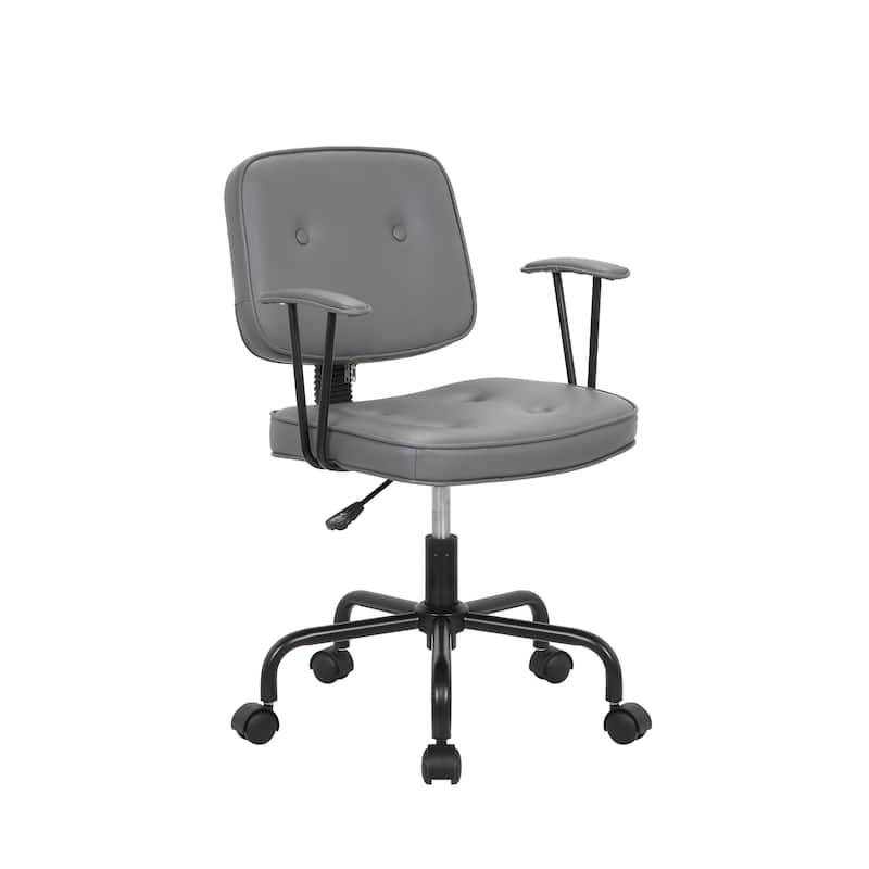Porthos Home Dario Swivel Office Chair, PU Leather, Roller Metal Base