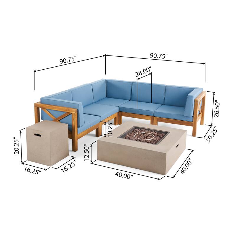 Brava Outdoor 7-piece Fire Pit Sectional Set by Christopher Knight Home
