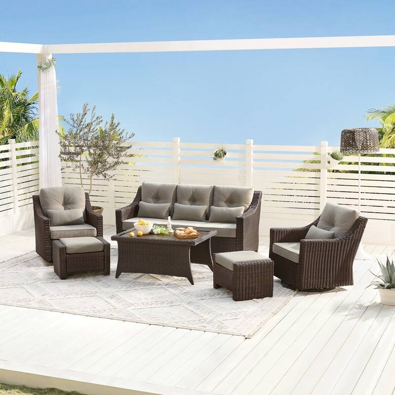 Murphy 6-Piece Outdoor Wicker Patio Furniture Conversation Sofa Sets