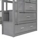preview thumbnail 17 of 20, Wooden Full Over Twin Triple Bunk Bed with Drawers, Guardrails and Staircase