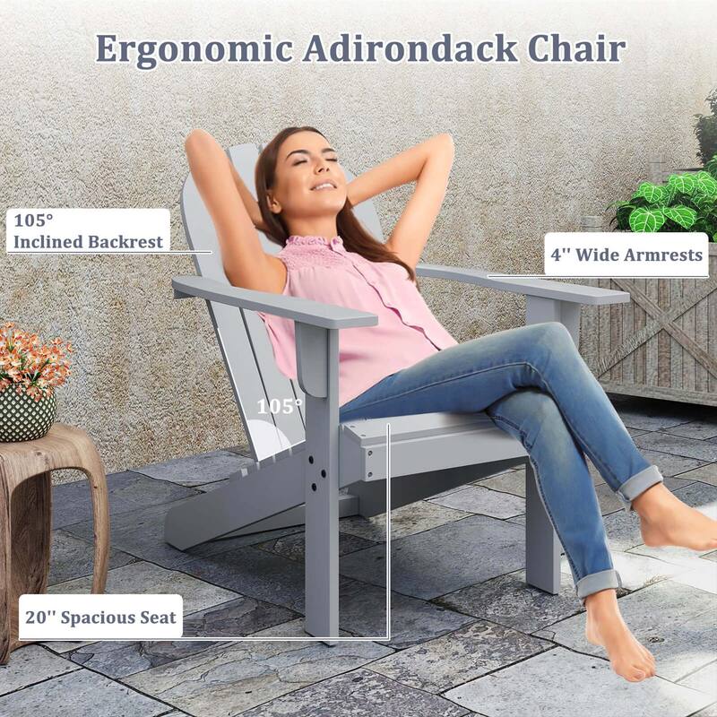 Costway Patio Adirondack Chair with Inclined Seat High Backrest & Wide - See Details