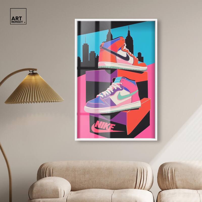 City Pop Sneakers Shadowbox by Art Remedy