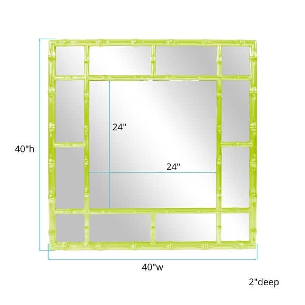 dimension image slide 2 of 8, Allan Andrews Square Bamboo Framed Wall Mirror - 40" x 40"