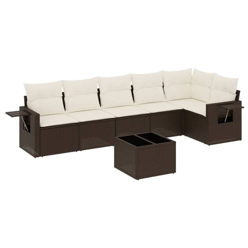 vidaXL Patio Sofa Set with Cushions Outdoor Conversation Furniture Poly Rattan