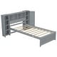preview thumbnail 8 of 22, Twin Size Platform Bed with Storage Headboard, 3-Shelves, 2-Side Lockers, Solid Pine Wood Frame for Bedroom, Grey