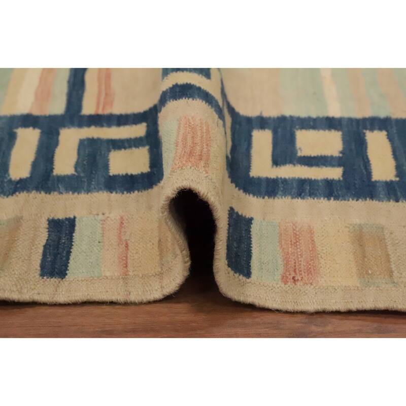 Hand Woven Oriental 100% Wool Carpet Southwestern Tribal Multi-Colored Kilim Area Rug - 8' 7'' X 5' 7''