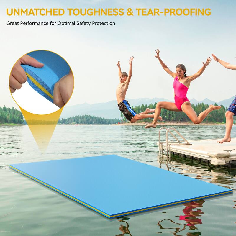 Moasis 9' X 6' Inflatable Rafts Water Mat - Floating Island Lily Pad XPE Foam Construction - 108"L x 70"W x 1.47"H
