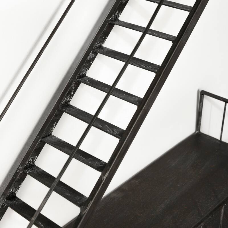 Gastown Wall-Mounted Fire Escape Shelf - 21.5"W x 7.3"D x 42.1"H