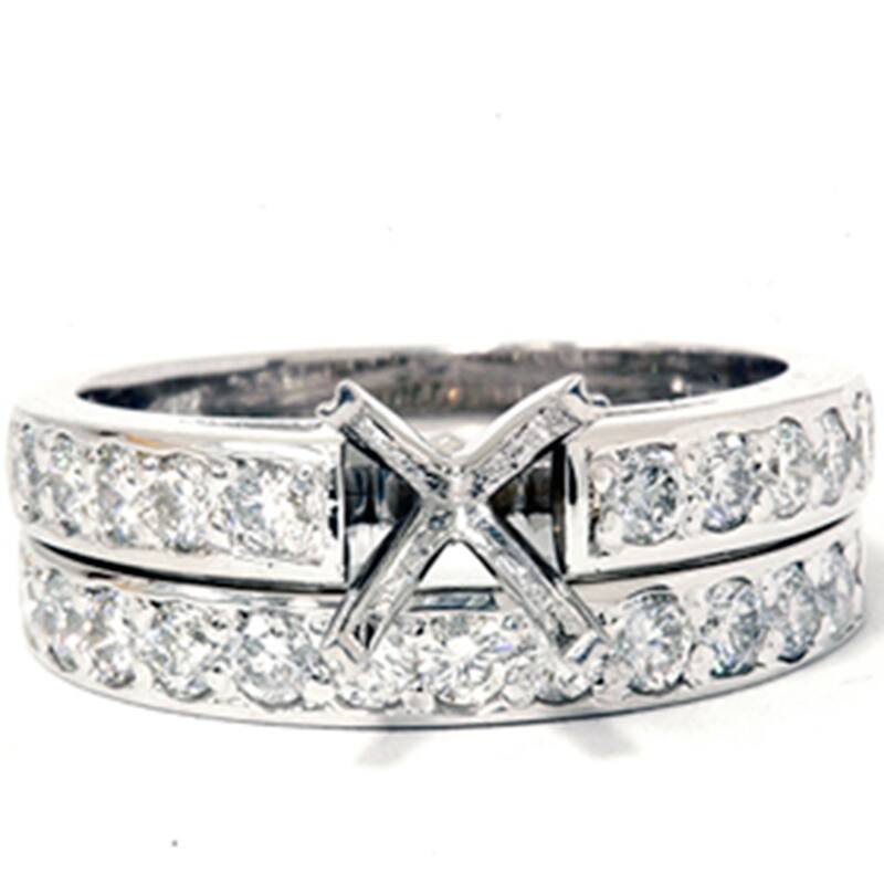 7/8ct Diamond Semi Mount Ring Set White Gold