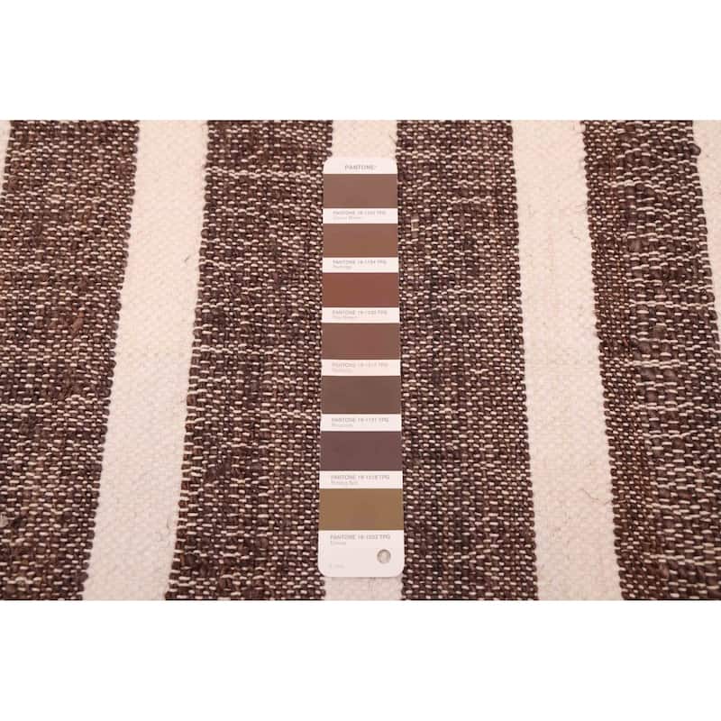 ECARPETGALLERY Flat-Weave Palas Denizli Dark Brown Jute Kilim - 5'9 x 8'4