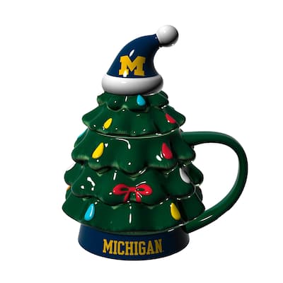 University Of Michigan, 14 oz Ceramic Christmas Tree Cup Gift Set
