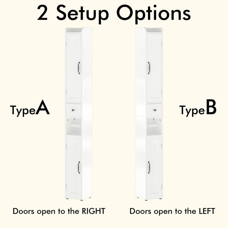 67.51" Tall Bathroom Storage Cabinet with Adjustable Shelves,Slim 2 Doors Freestanding Cabinet with Anti-Tip