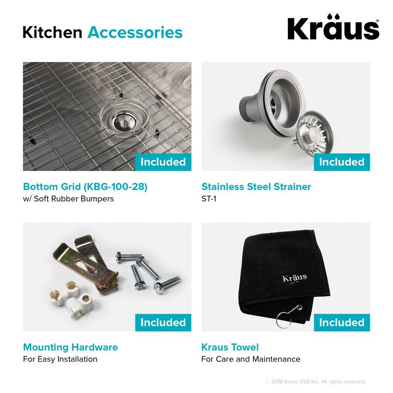 KRAUS Standart PRO Undermount Single Bowl Stainless Steel Kitchen Sink