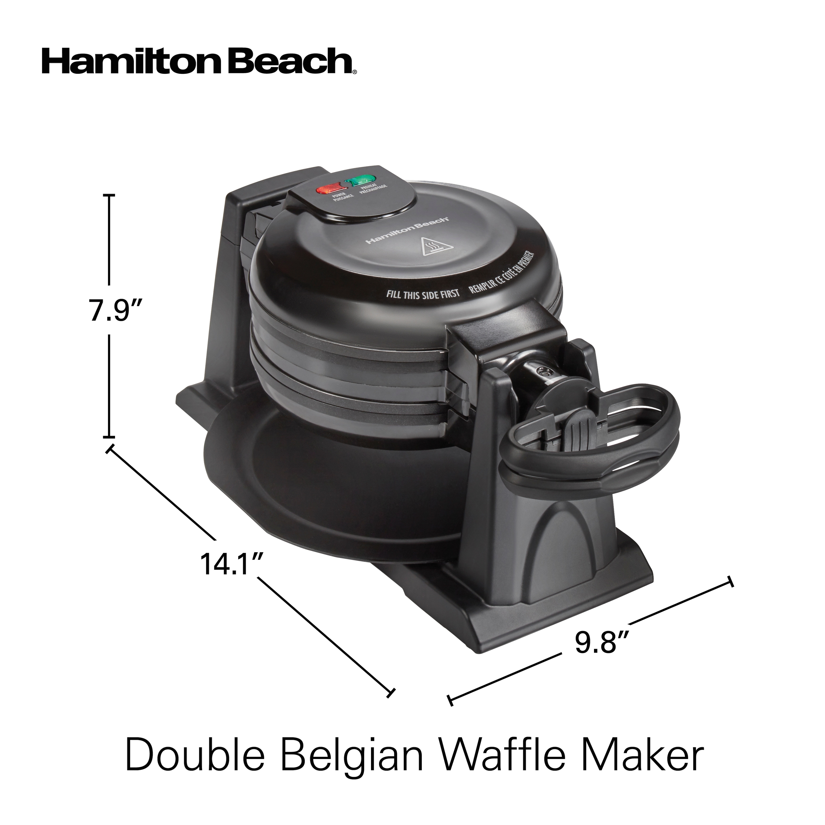 Hamilton Beach 4 Square Belgian Waffle Maker, Black/Stainless Steel